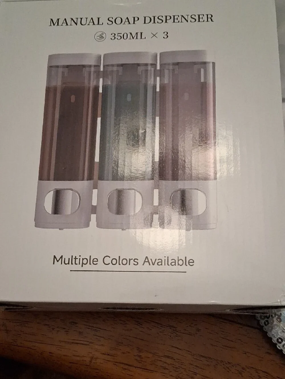 3-Pack Manual Soap Dispenser Set (Gray, Brown, Purple)